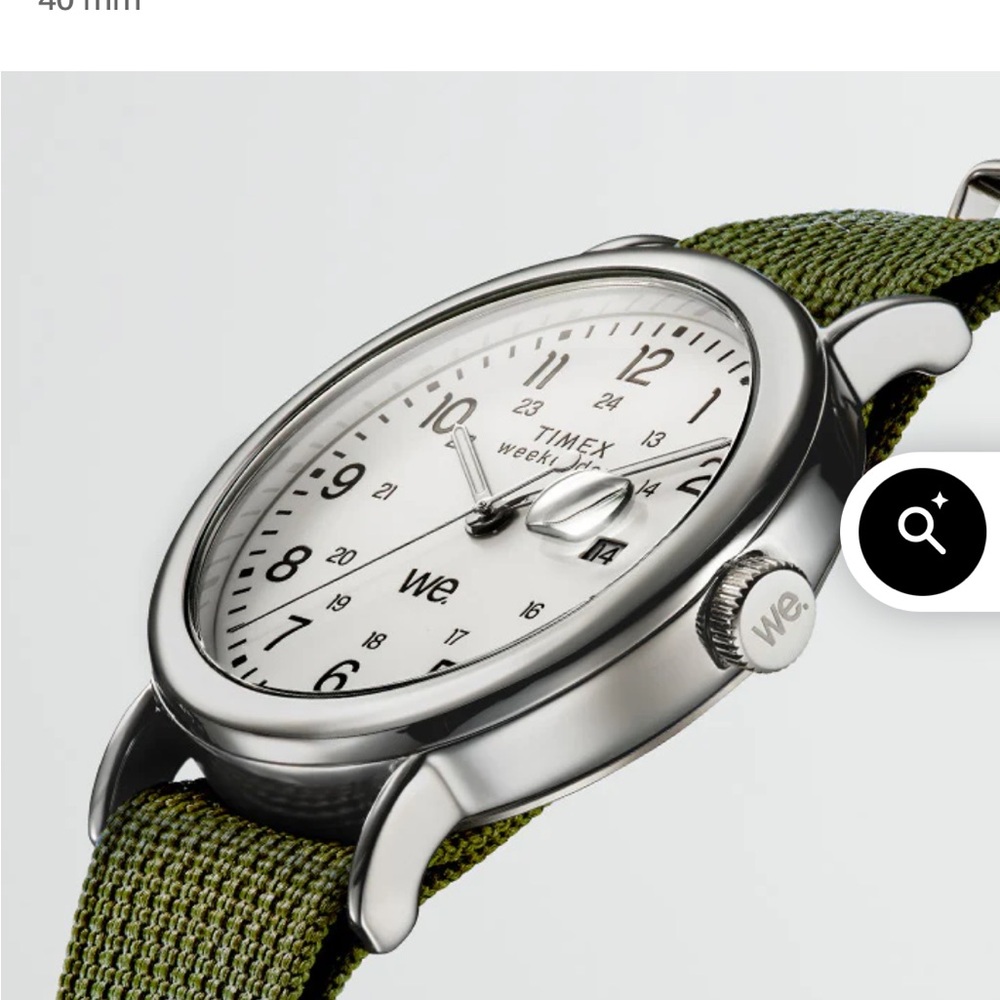Timex Classic Silver Watch with Olive Strap